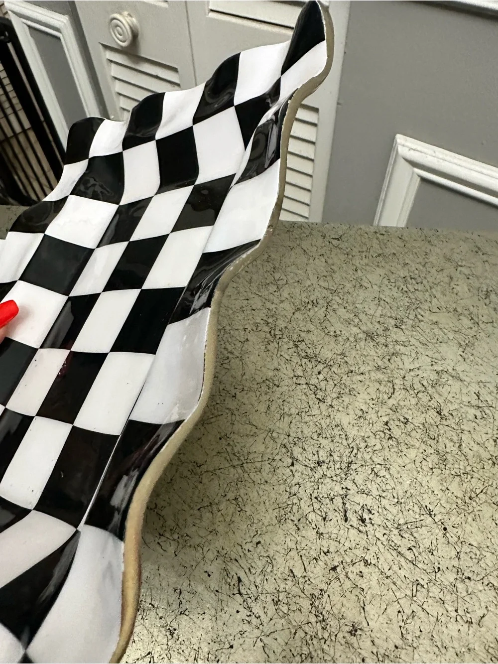Black and White Checkered Serving Trays - Set of 2 great for Halloween
